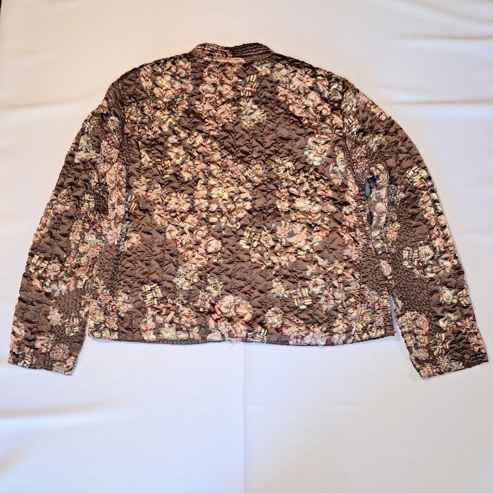 Ruby Rd. Brown Floral Jacket Polyester Full Zip W… - image 4